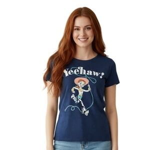 Disney Pixar Toy Story Jessie Yeehaw! Women's Navy Graphic T-Shirt Sz Medium